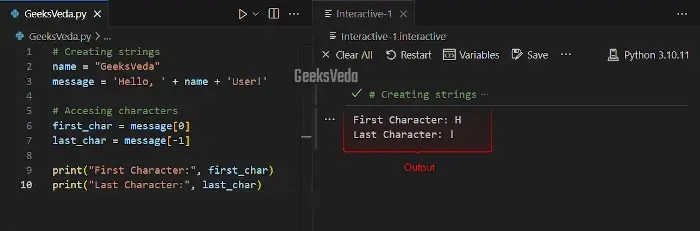 Access Characters of a String by Index