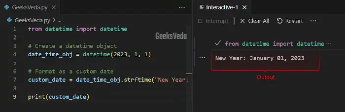 Customise Date Format in strftime() Method