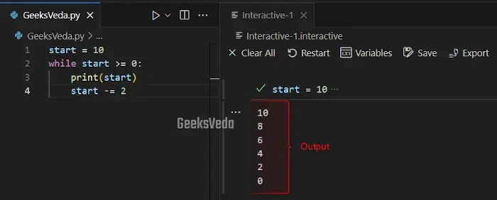 Decrement Variable in while loop