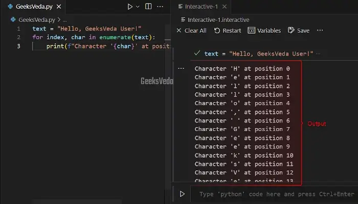 Enumerate String with enumerate() Function