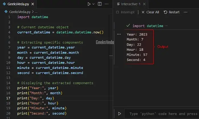 Extract Specific Components from datetime