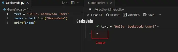 Find Substring With find() Method