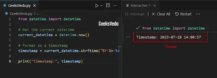 Generate a Timestamp in strftime() Method