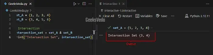 Intersection - Basic Operations on Python Sets