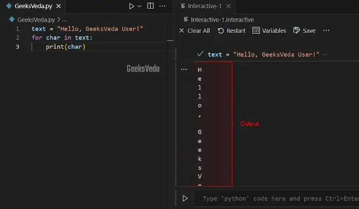 Iterate String with for loop