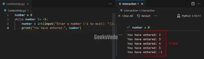 Output - Sentinel Value With while loop