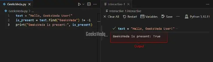 Search Substring Using find() Method