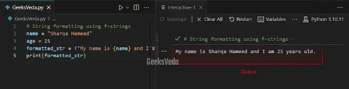 String Formatting Operation in Python