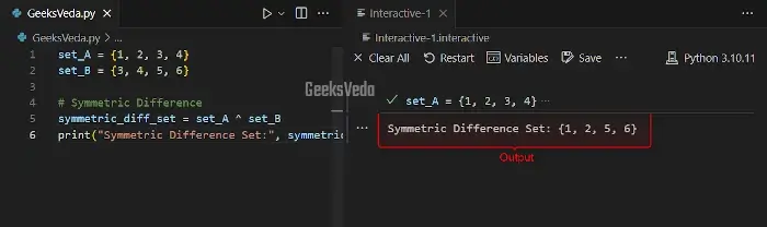 Symmetric Difference - Basic Operations in Python Sets