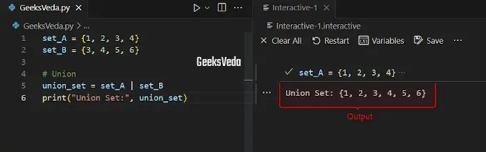 Union - Basic Operations on Python Sets