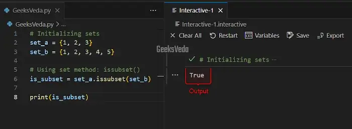 Using issubset() Method