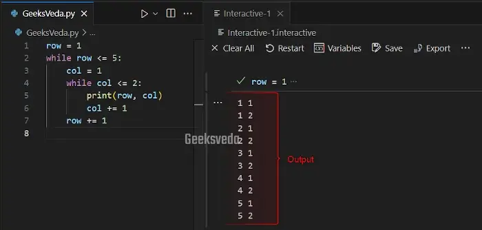 Using Simple Nested while loop