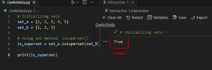 Using issuperset() Method