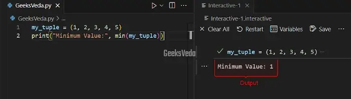 Using min() Function