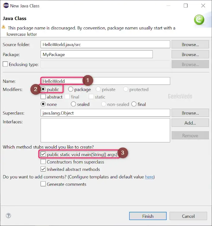 Configure Class Setting