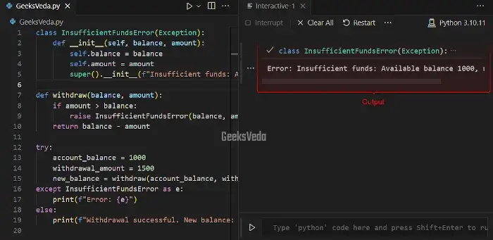 Define and Implement Custom Exception Classes