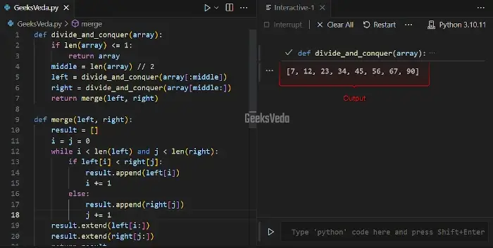 Divide and Conquer Strategy with Python Recursion