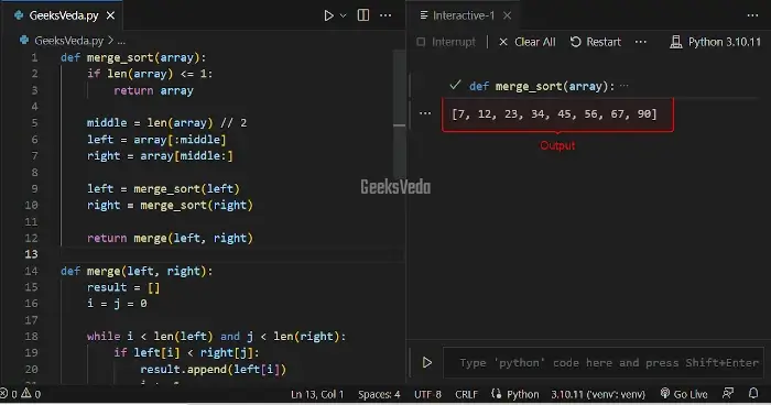 Merge Sort with Python Recursion