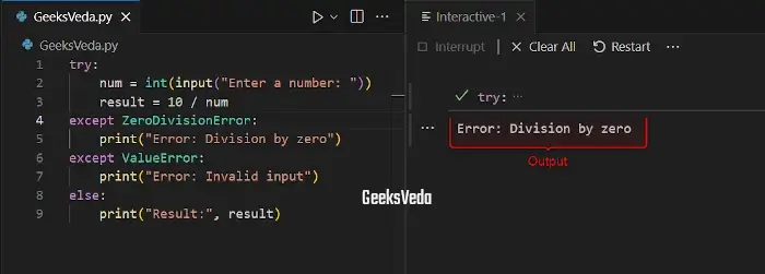 Python Exception Handling with "try-except" Block