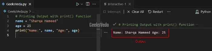 Python Output Function