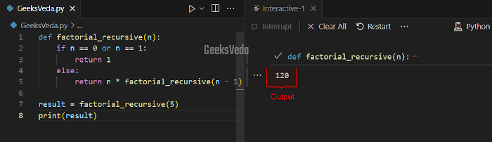 Recursive Approach for Factorial Calculation