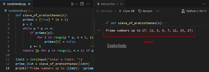 Using Sieve of Eratosthenes Algorithm