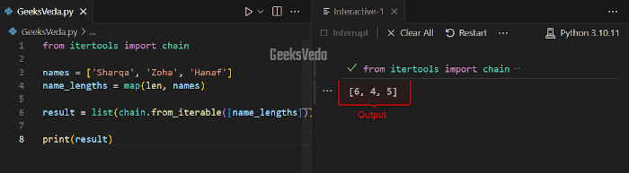 Using chain() Function with map() Function