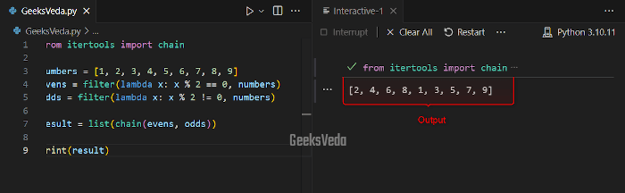 Using filter() with chain() Function