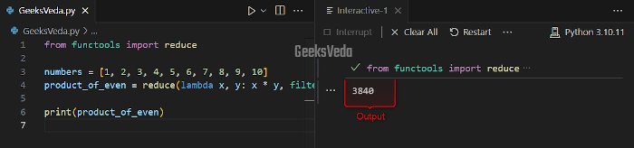 Using reduce() with filter() Function