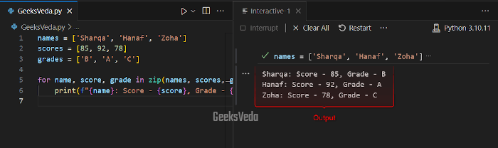 Using zip() Function for Parallel Iteration